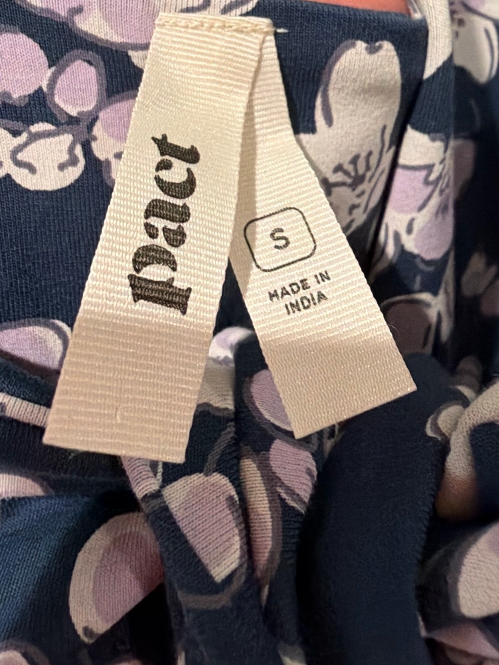 Pact Navy Dress with Lavender Floral Print - Picture 3 of 7